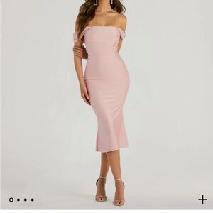 Elegant Pink Off-Shoulder Dress